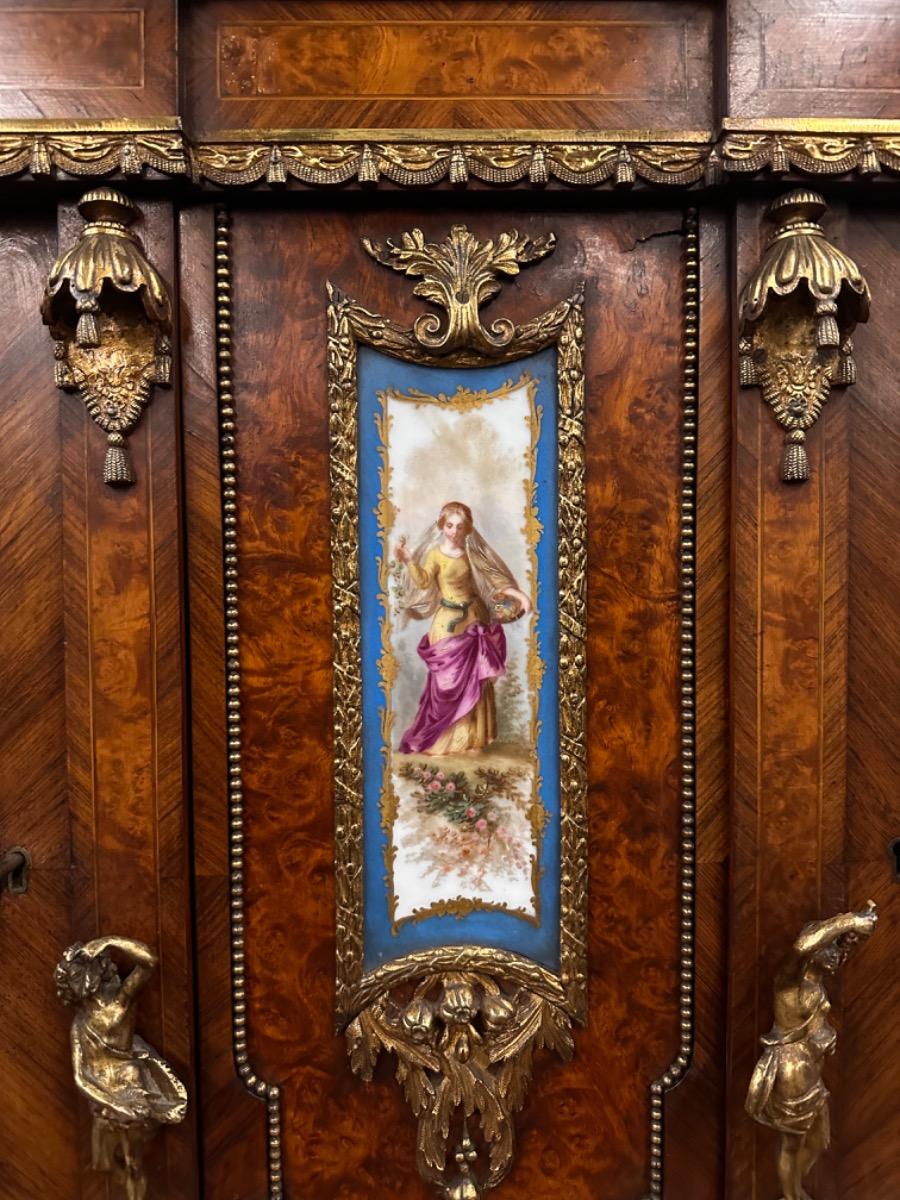 Napoleon III Desk with Porcelain, 106x49x143h cm