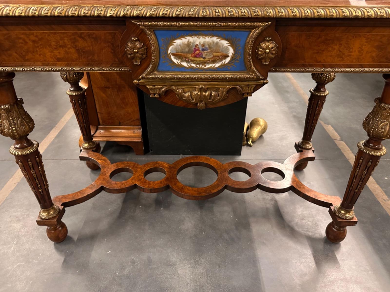 Napoleon III Desk with Porcelain, 106x49x143h cm