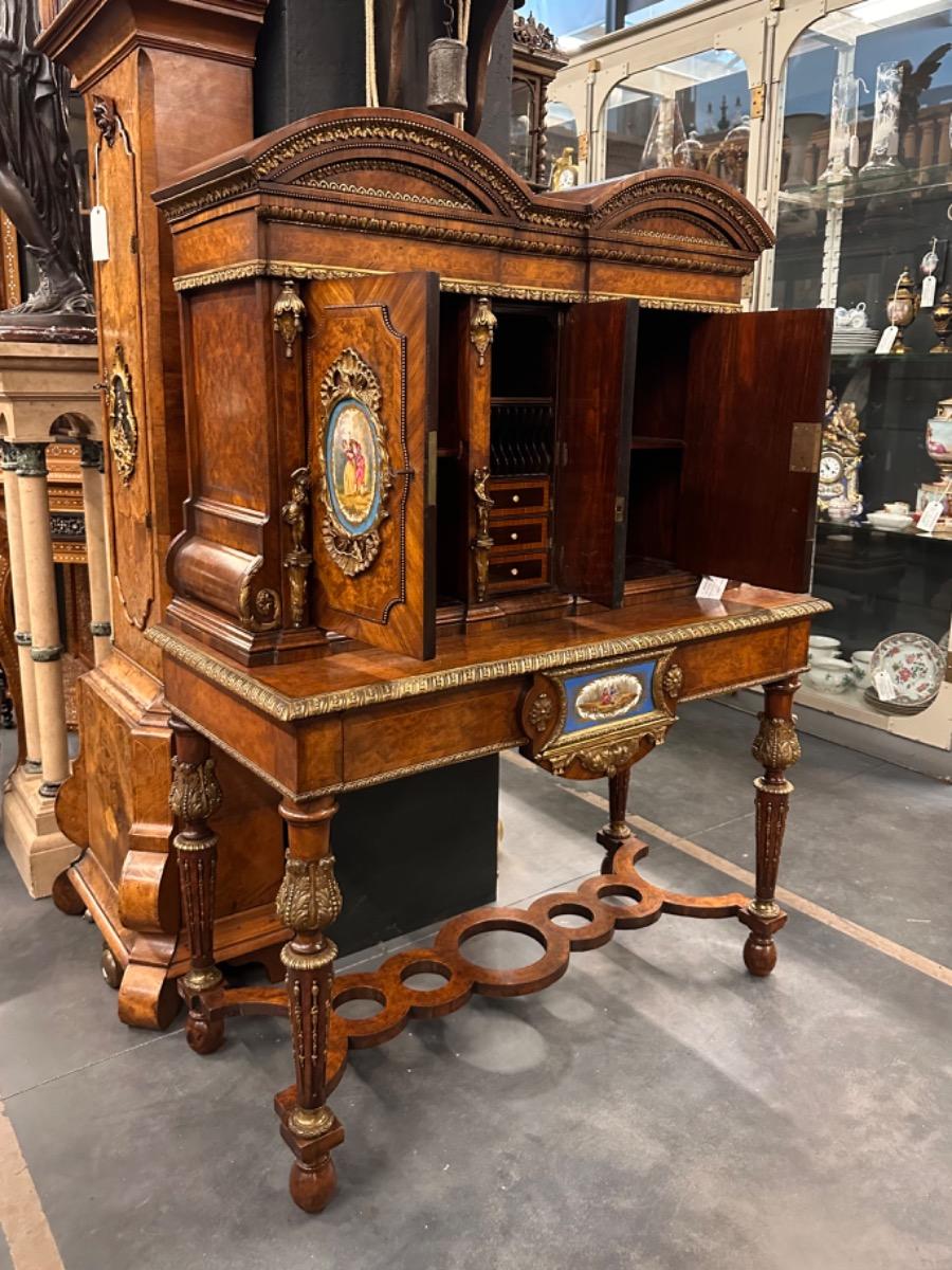 Napoleon III Desk with Porcelain, 106x49x143h cm