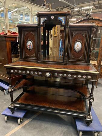 Napoleon III desk with porcelain plaques. 121x55x150H cm 