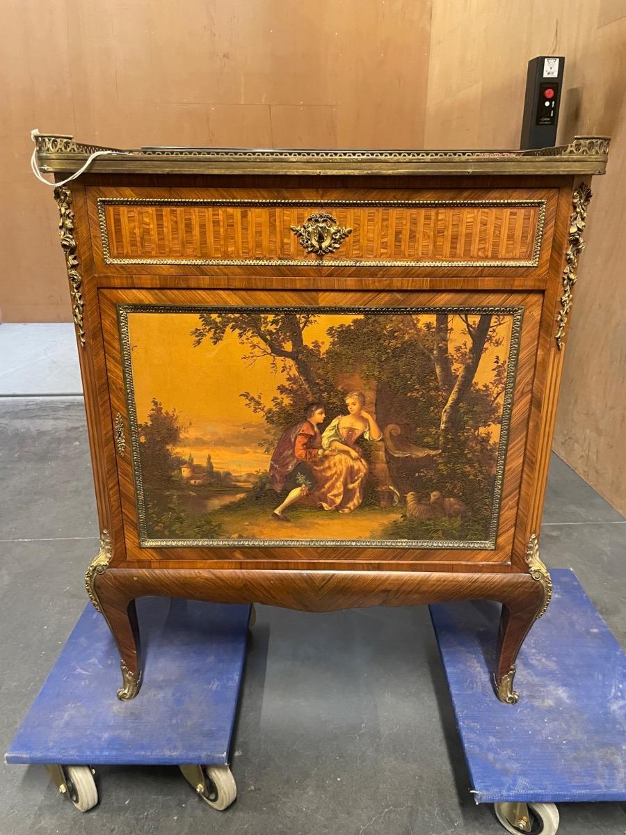 Napoleon III vernis martin cabinet with writing drawer, 74x40x90H cm 