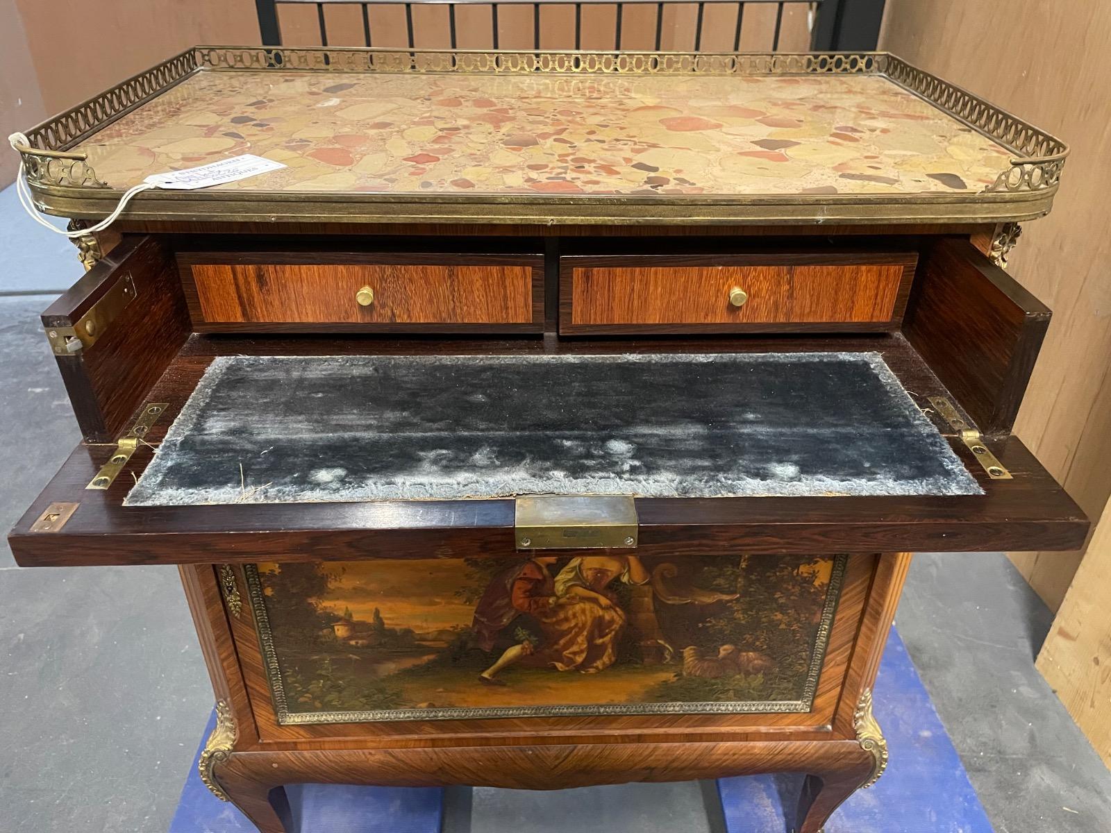 Napoleon III vernis martin cabinet with writing drawer, 74x40x90H cm 