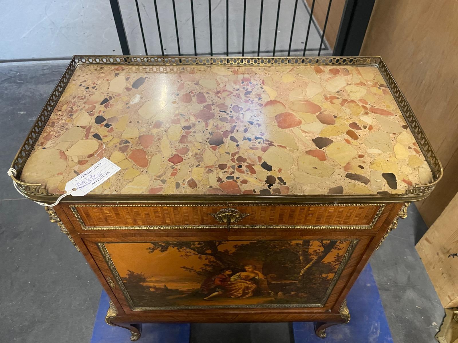 Napoleon III vernis martin cabinet with writing drawer, 74x40x90H cm 