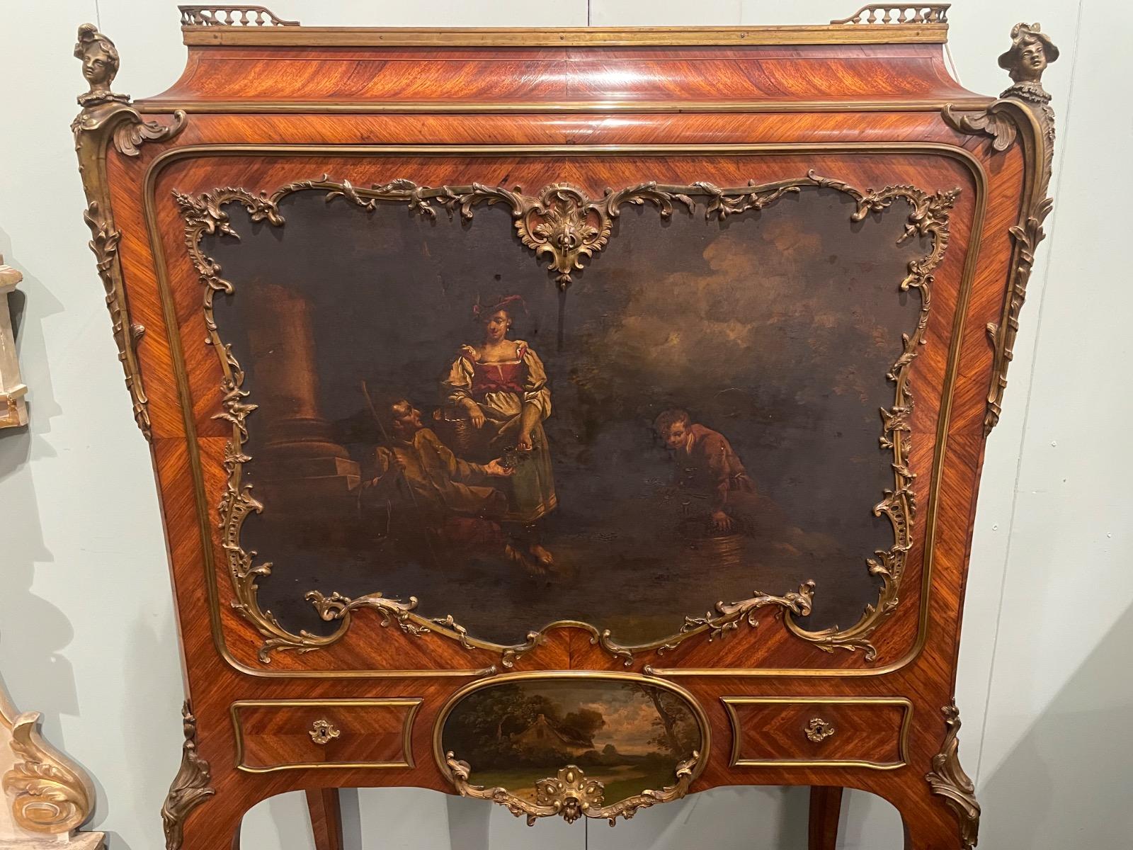 Napoleon III vernis martin Sormani signed secretaire