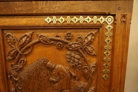 Neo gothic style desk in oak, France around 1900