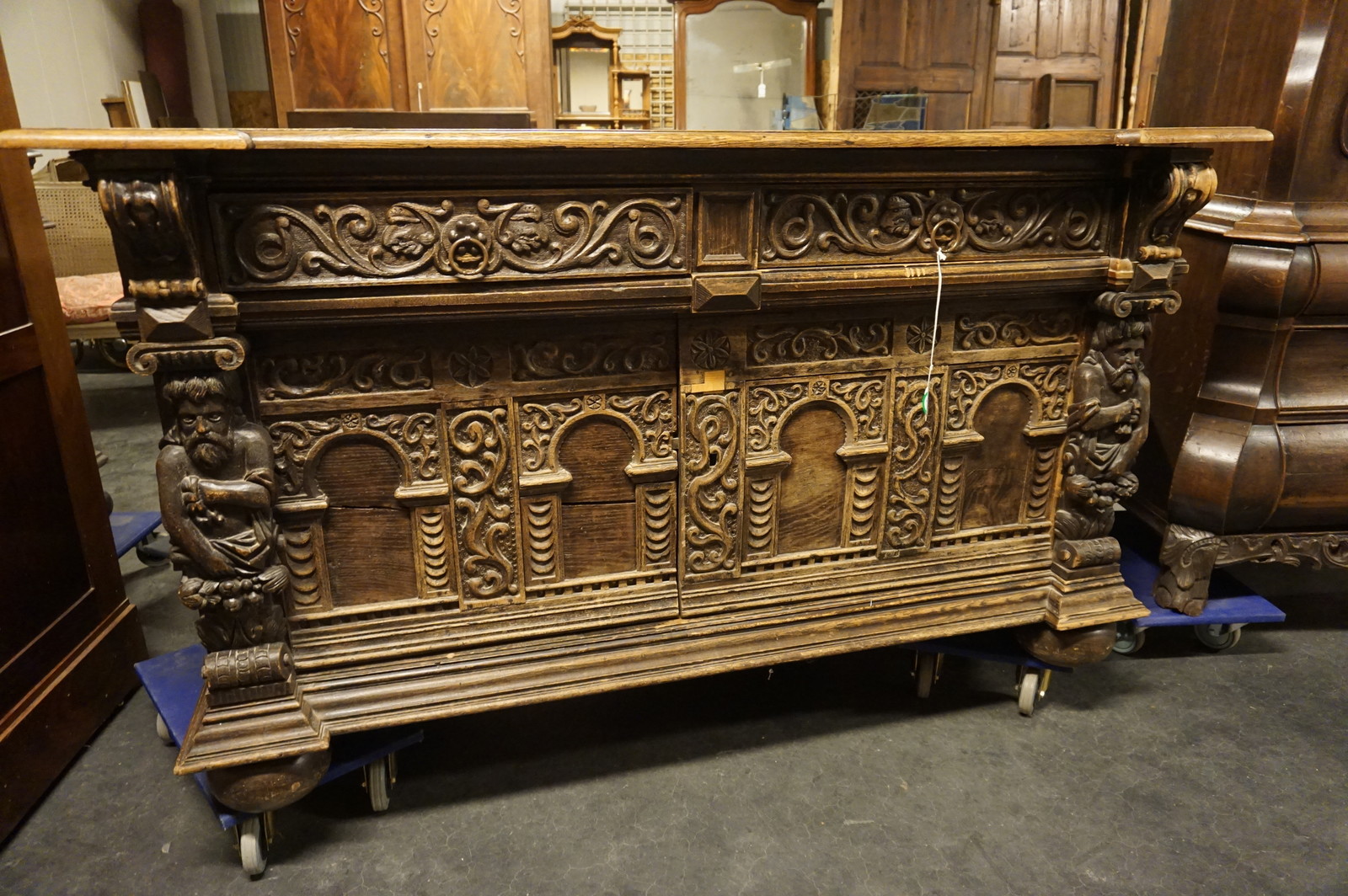 Oak carved sideboard