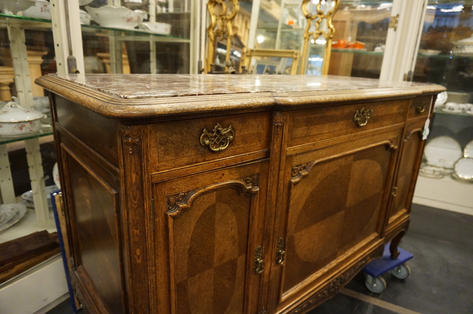 Oak sideboard with marble top