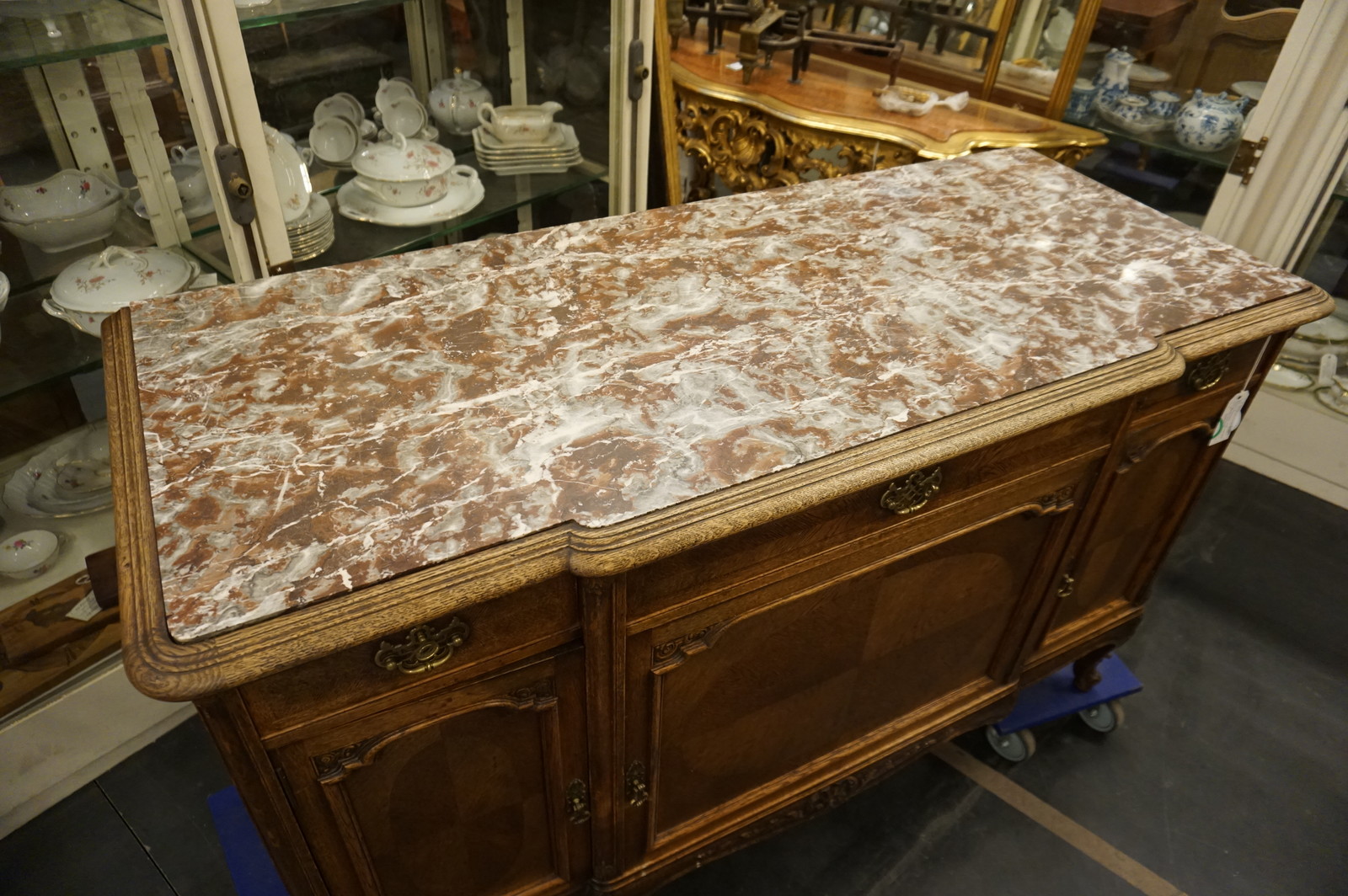 Oak sideboard with marble top