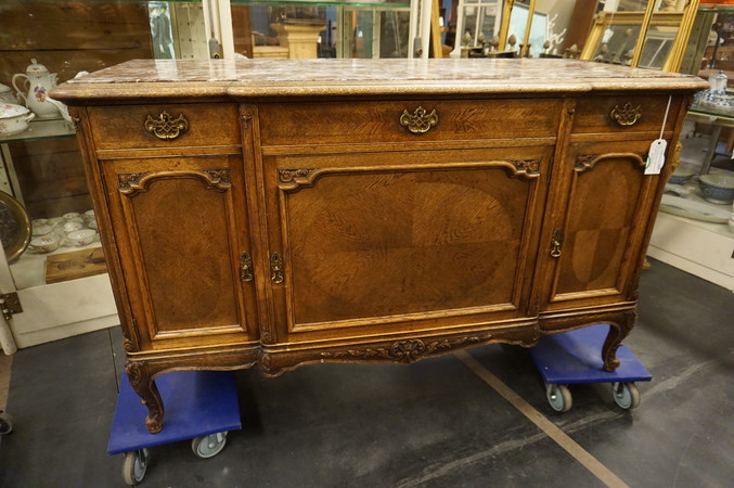 Oak sideboard with marble top