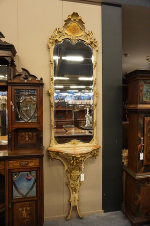 Painted mirror top console table