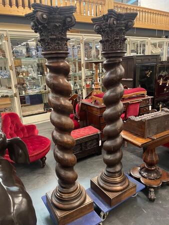 Pair of 168 cm tall oak columns