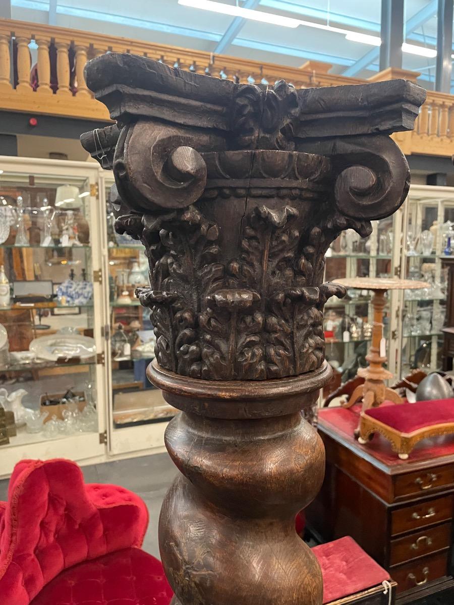 Pair of 168 cm tall oak columns