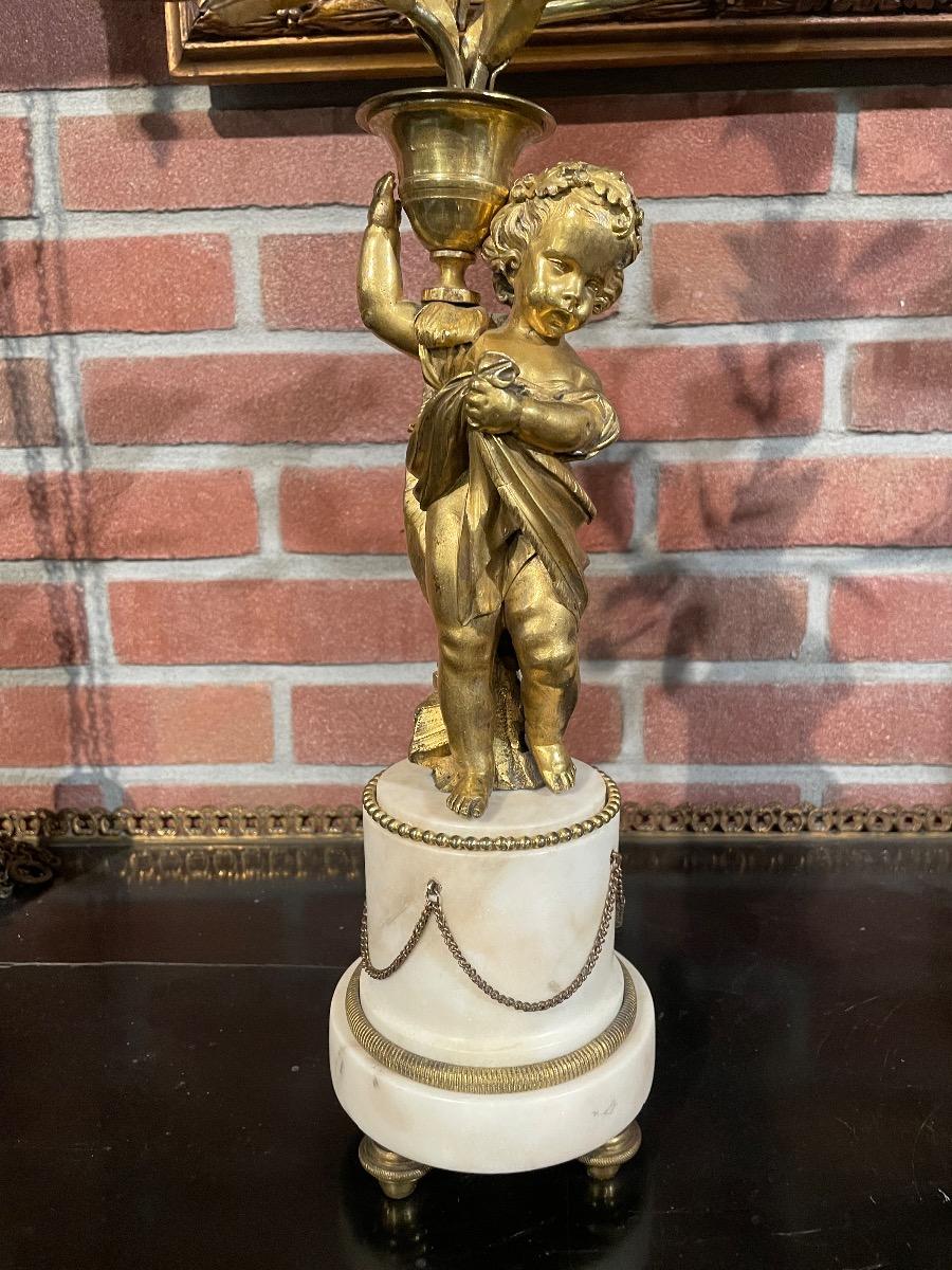 Pair of 18th C. Louis XVI bronze glided candelabras 