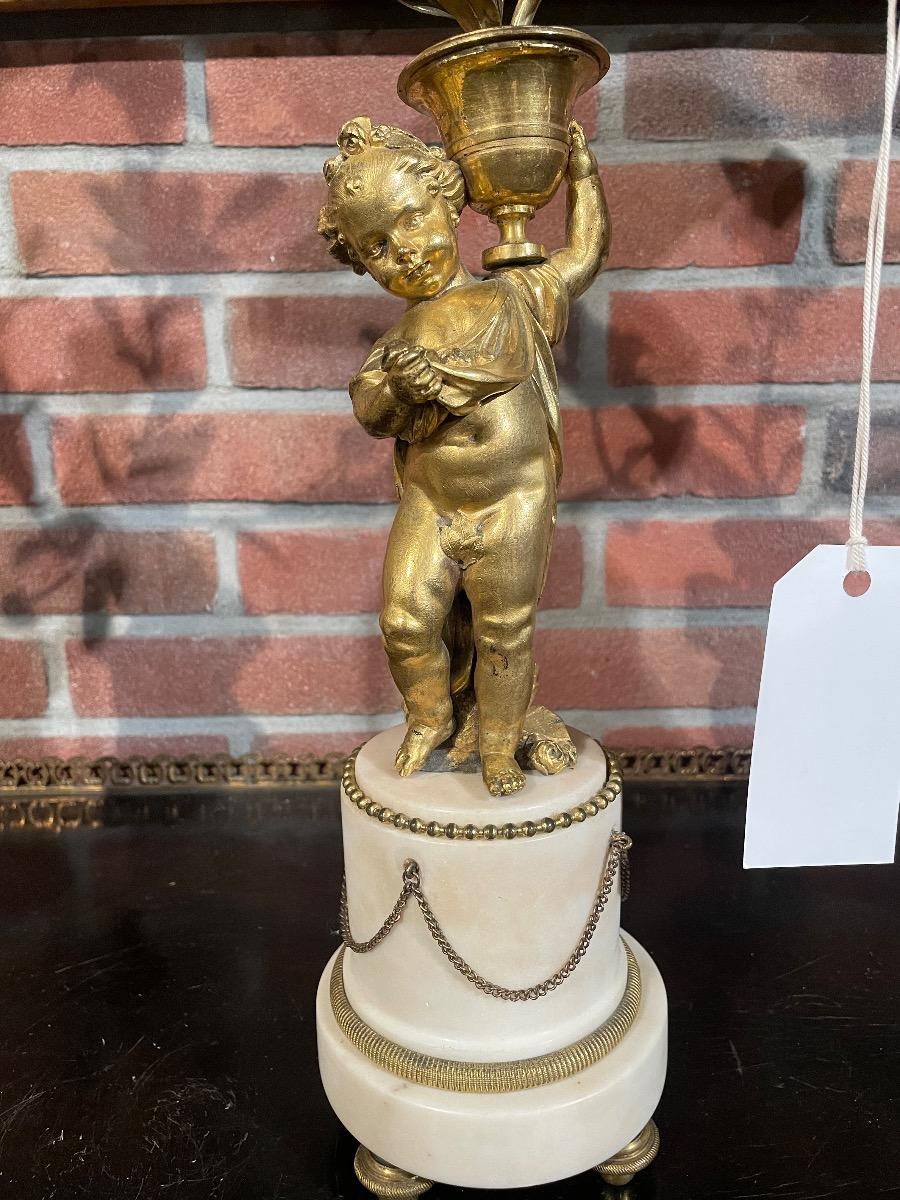 Pair of 18th C. Louis XVI bronze glided candelabras 