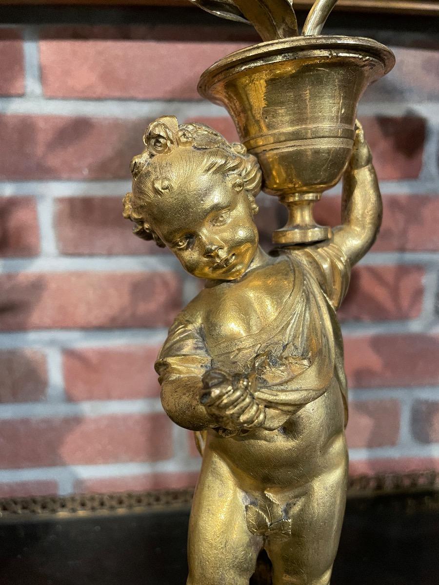 Pair of 18th C. Louis XVI bronze glided candelabras 