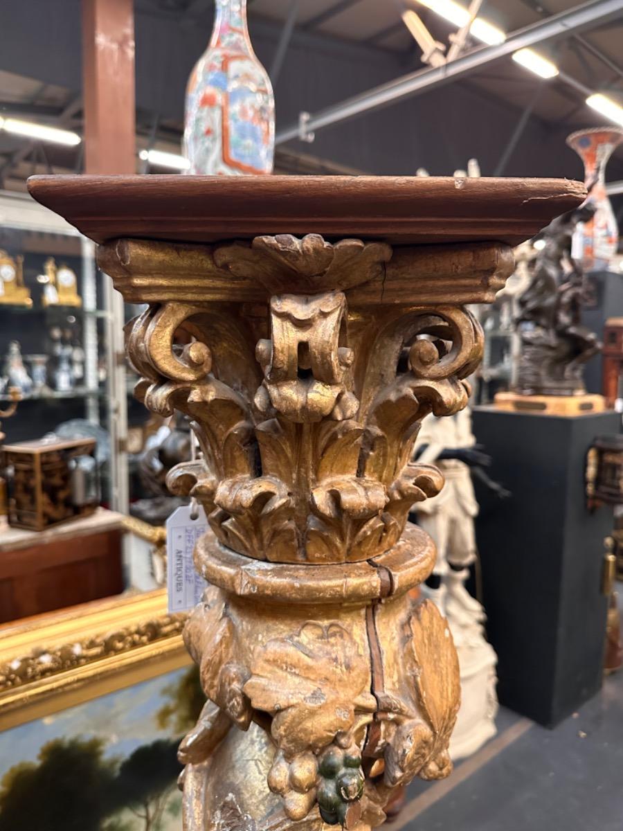 Pair of 18th century wood carved columns, 36x36x158h cm