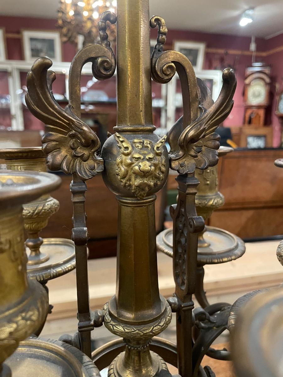 Pair of 19th century bronze gilded candelabras, 76H cm 