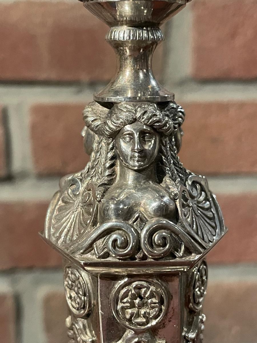 Pair of 19th century silver candlesticks by Francois Durand