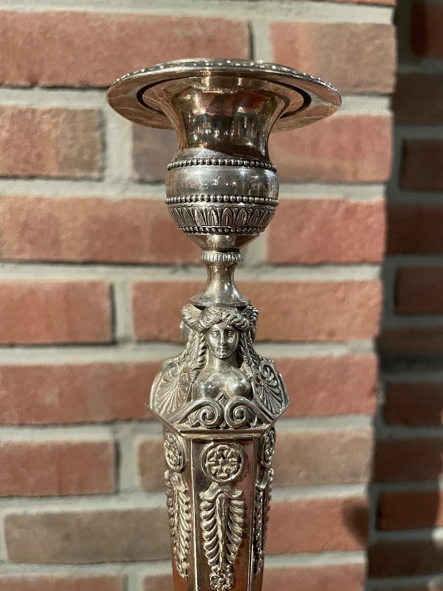 Pair of 19th century silver candlesticks by Francois Durand