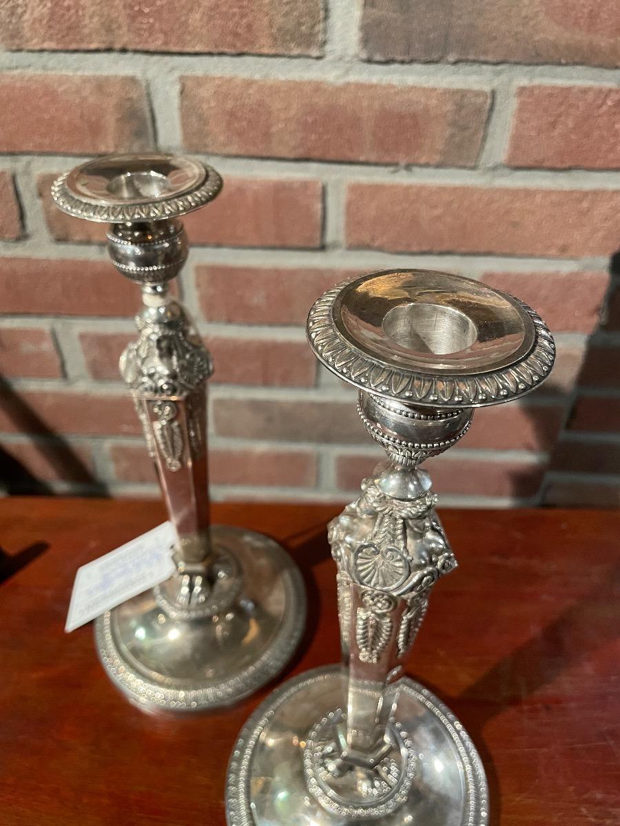 Pair of 19th century silver candlesticks by Francois Durand