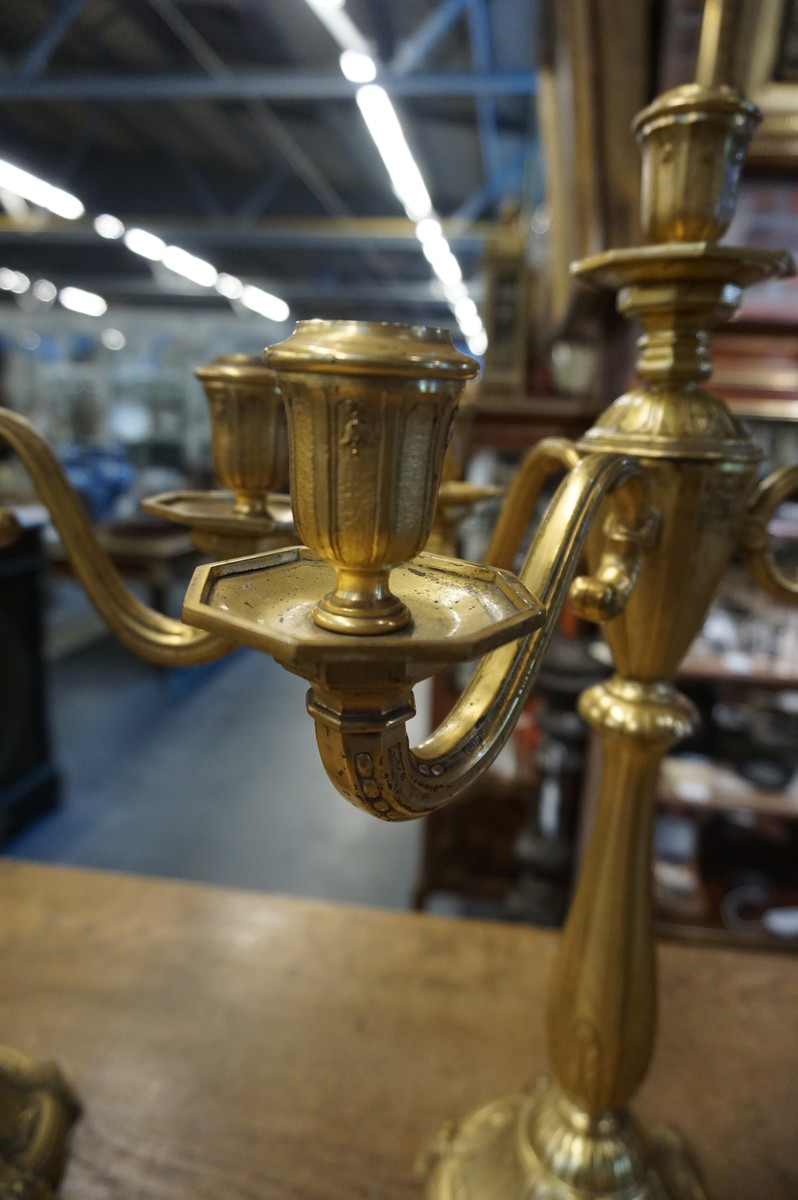 Pair of bronze gilded candleholders