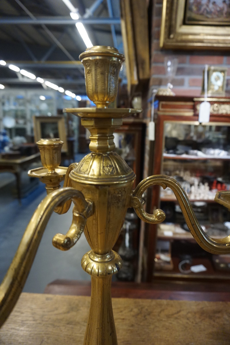 Pair of bronze gilded candleholders