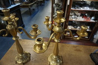 Pair of bronze gilded candleholders  19th Century