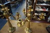 Pair of bronze gilded candleholders  19th Century