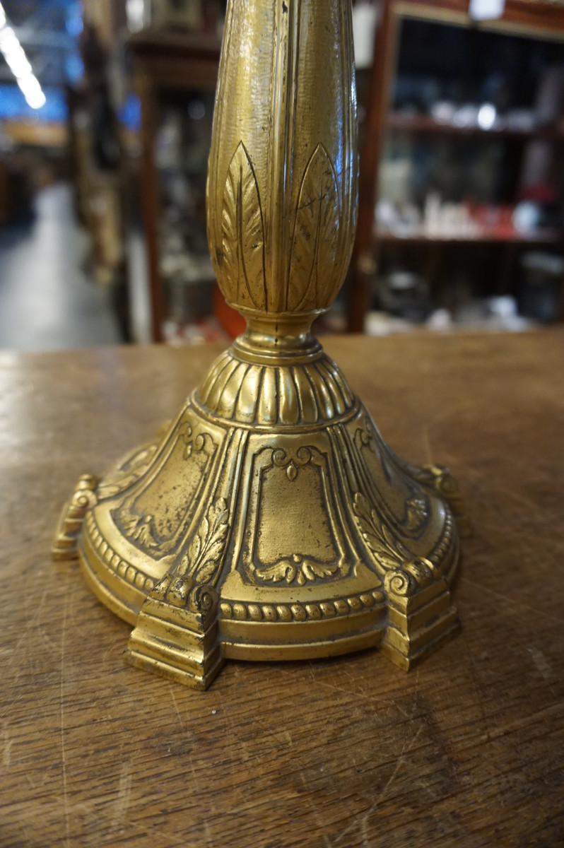 Pair of bronze gilded candleholders
