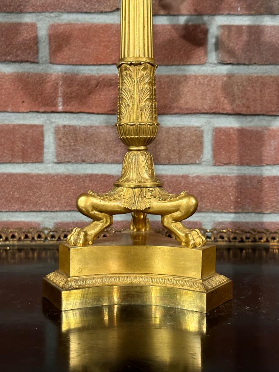Pair of bronze gilded charles x candelabras, 51h cm