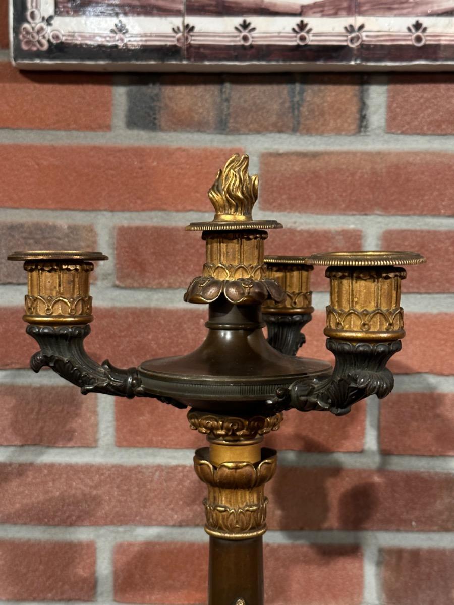 Pair of Bronze partly Gilded Charles X Candelabras, 59h cm