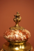 Pair of cassolettes in marble and bronze, France around 1900