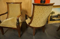 Pair of mahogany Empire style armchairs