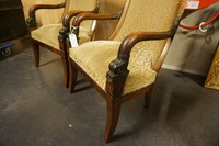 Pair of mahogany Empire style armchairs