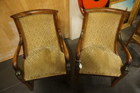 Pair of mahogany Empire style armchairs