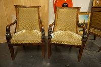 Pair of mahogany Empire style armchairs