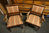 Pair of mahogany Empire style armchairs