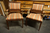 Pair of mahogany Empire style armchairs