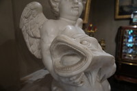 Pair of marble Baroque putti