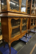 Pair of marquetry vitrines in mahogany, England 19th century