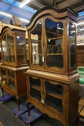 Pair of marquetry vitrines in mahogany, England 19th century