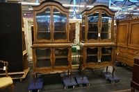 Pair of marquetry vitrines in mahogany, England 19th century