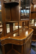 Pair of marquetry vitrines in mahogany, England 19th century