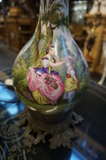 Pair of painted porcelain table lamps Around 1900