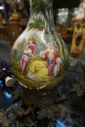 Pair of painted porcelain table lamps Around 1900