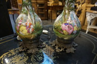 Pair of painted porcelain table lamps Around 1900