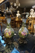 Pair of painted porcelain table lamps Around 1900