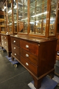 Pair of shop vitrines in mahogany, England around 1900