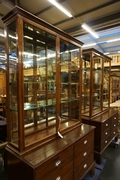 Pair of shop vitrines in mahogany, England around 1900