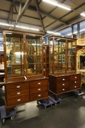 Pair of shop vitrines in mahogany, England around 1900